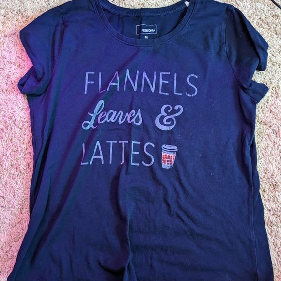 Flannels Leaves & Lattes Blue Tee shirt - Picture 1 of 4